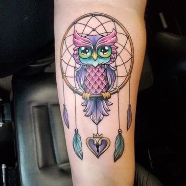 ↓ 2 – Owl And Dream Catcher Tattoo