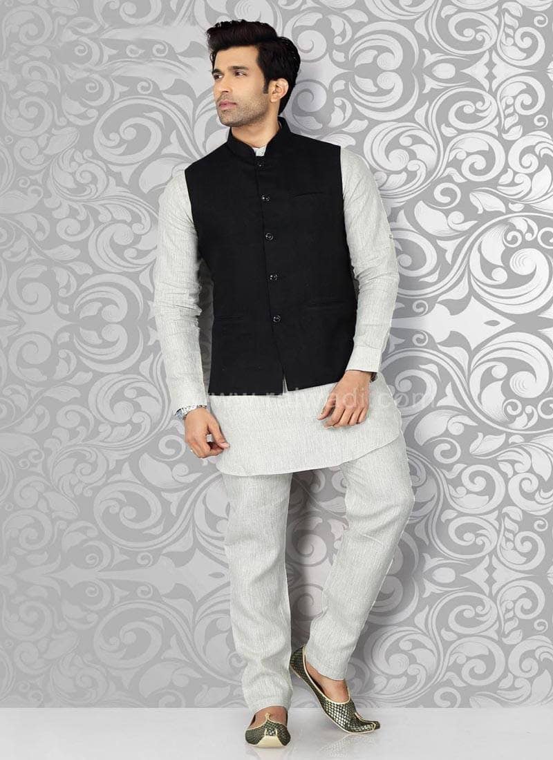 ↓ 25 – Overlap Nehru Jacket With Kurta