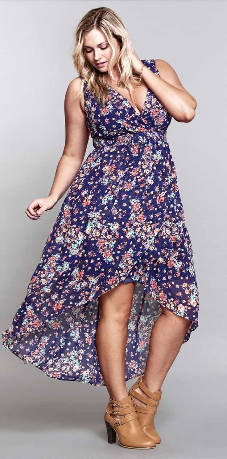 A printed hi-lo dress