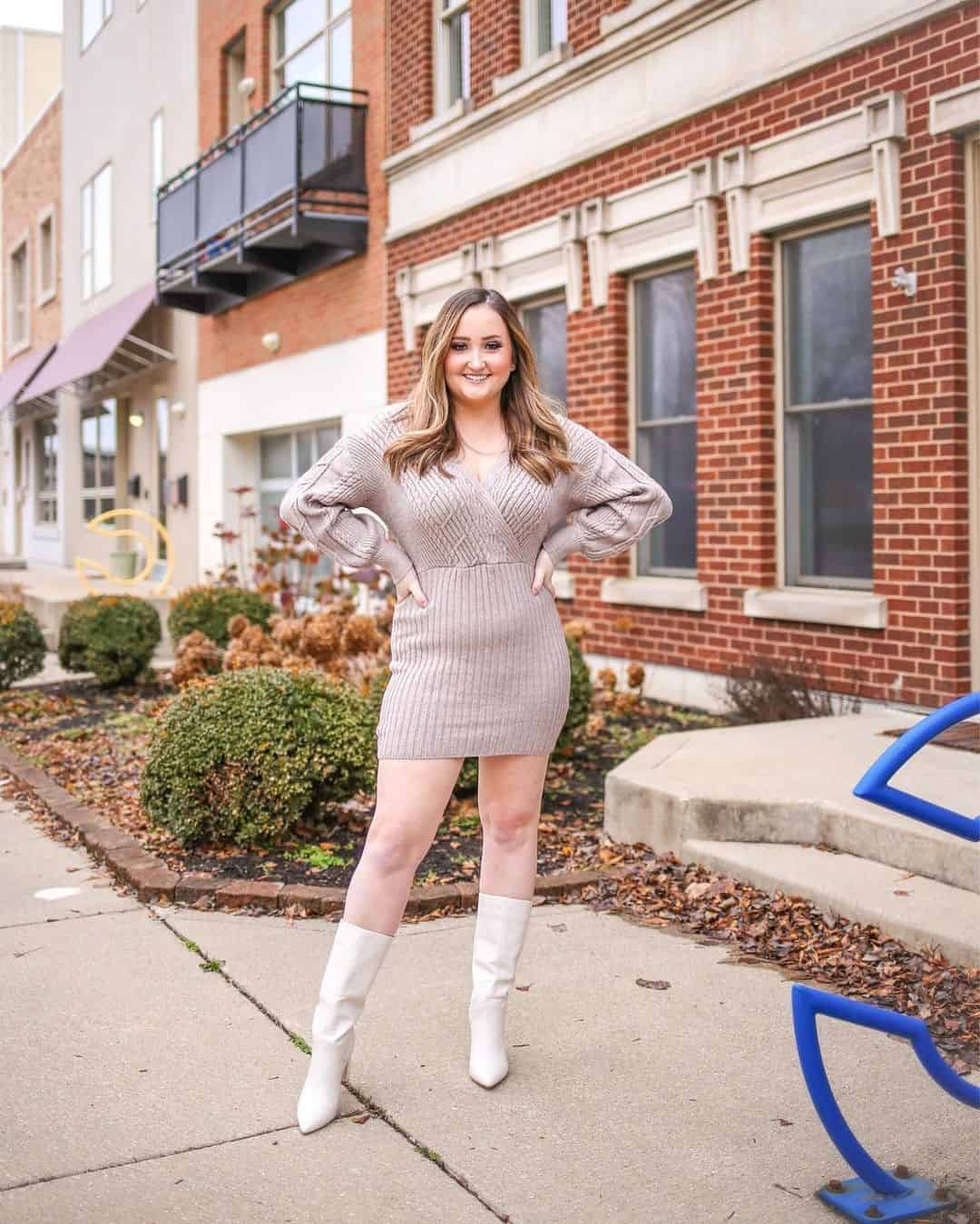 4 – Sweater Dress And Mid-Calf Boots