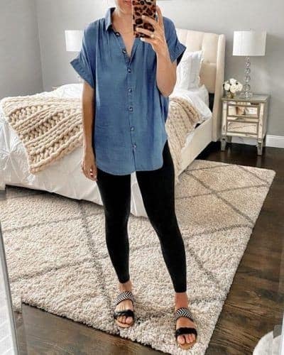 ↓ 4 – With Chambray Shirt and Sandals