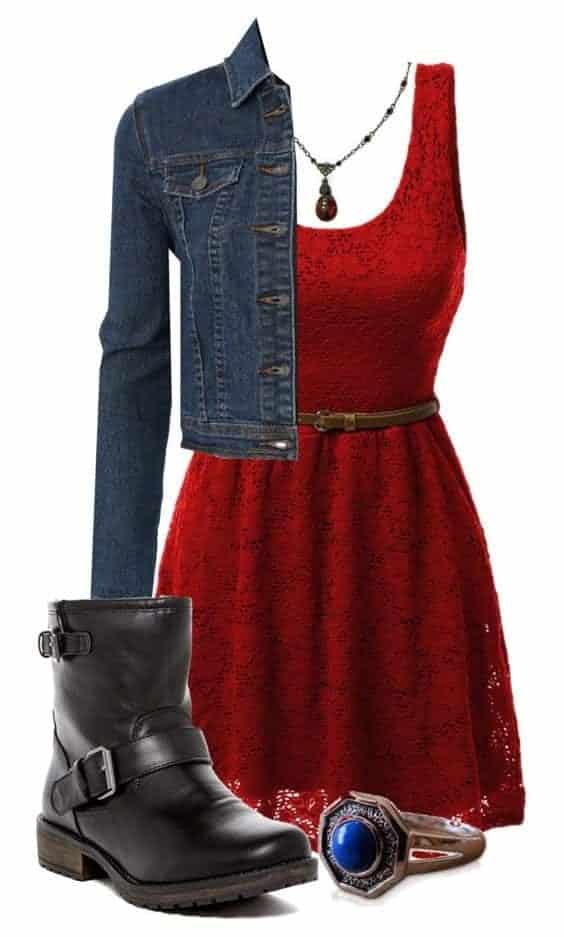 42 – Platform Boots With Red Mini Dress