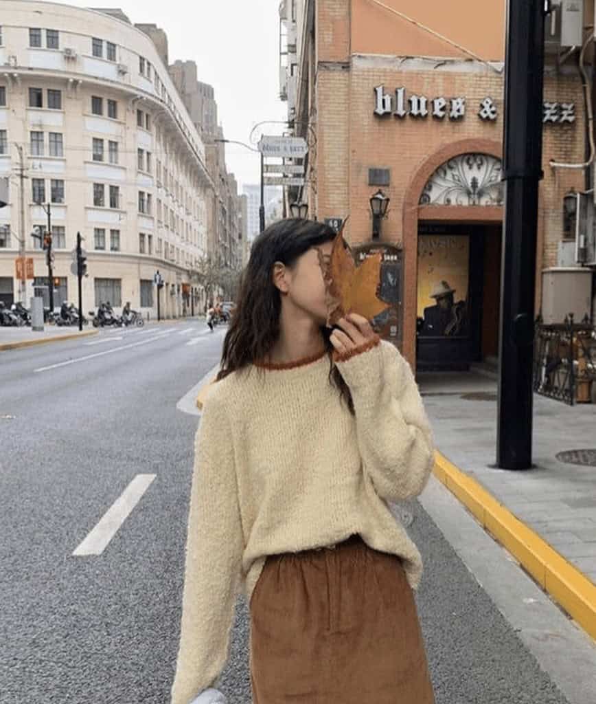 4 – Cozy Knitted Sweater With Skirt