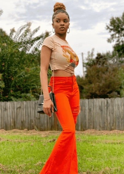 8 – Bootcut Pants with a Cropped T-shirt