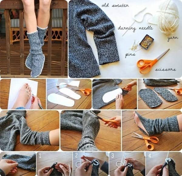 #15-DIY LEG WARMERSSOCKS FROM AN OLD SWEATER