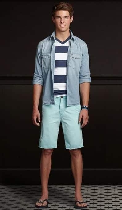 ↓ 8 – Denim Jacket With Shorts for the Beach