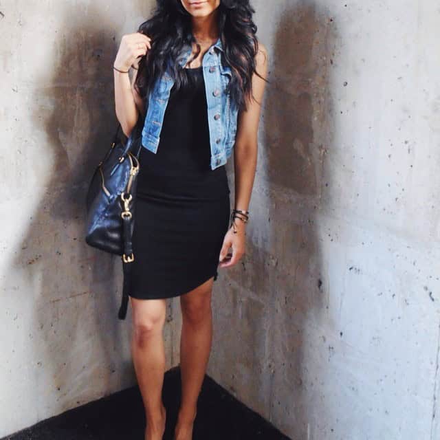 2 – Cropped Vest With A Short Bodycon Black Dress