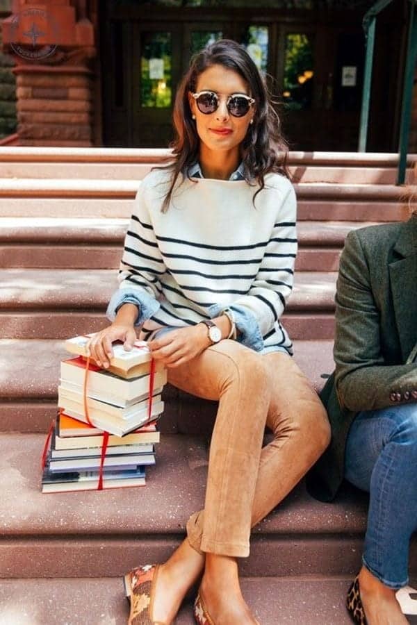 ↓ 15. Layer your tops for a preppy Look