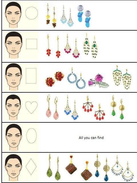 ↓ Earrings According to Your Face Shape