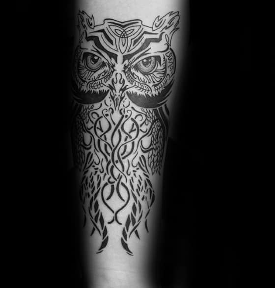 ↓ 10 – Tribal Owl Tattoo Design