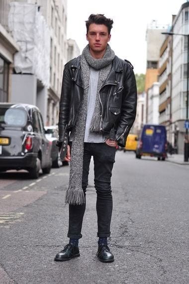 19 – Reach Out for a Leather Jacket for Street Winter Style with Oxfords