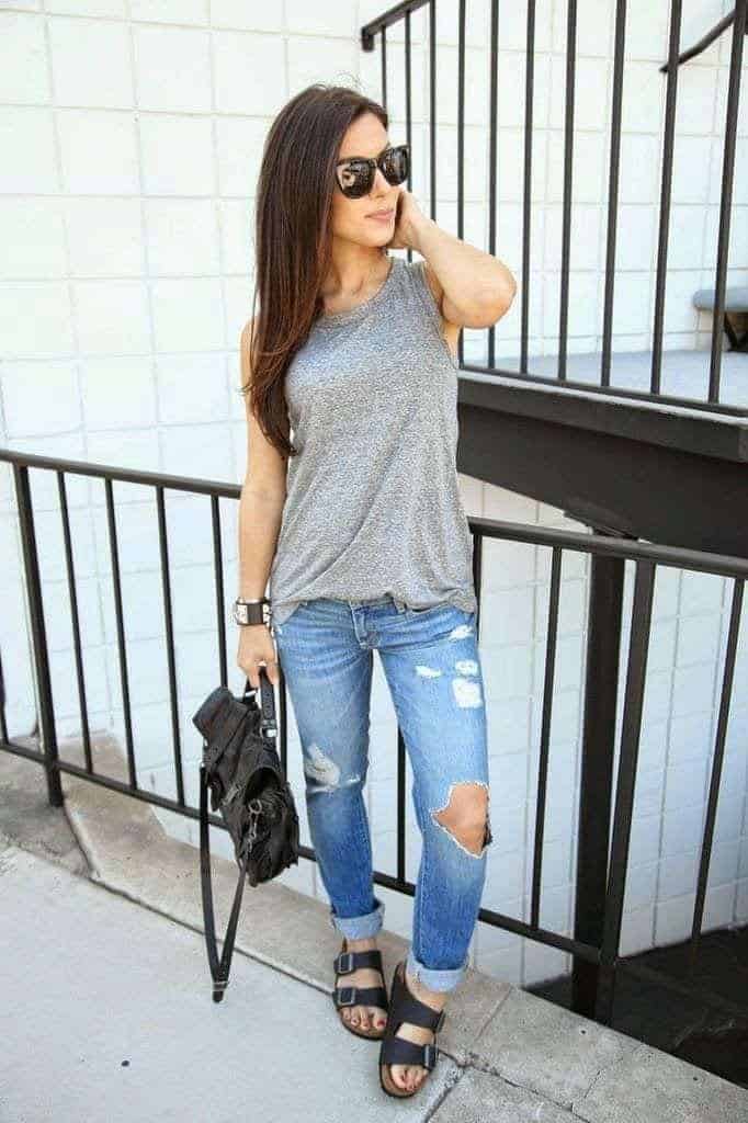 #2. With A Vest and Ripped Jeans – Casual Wear