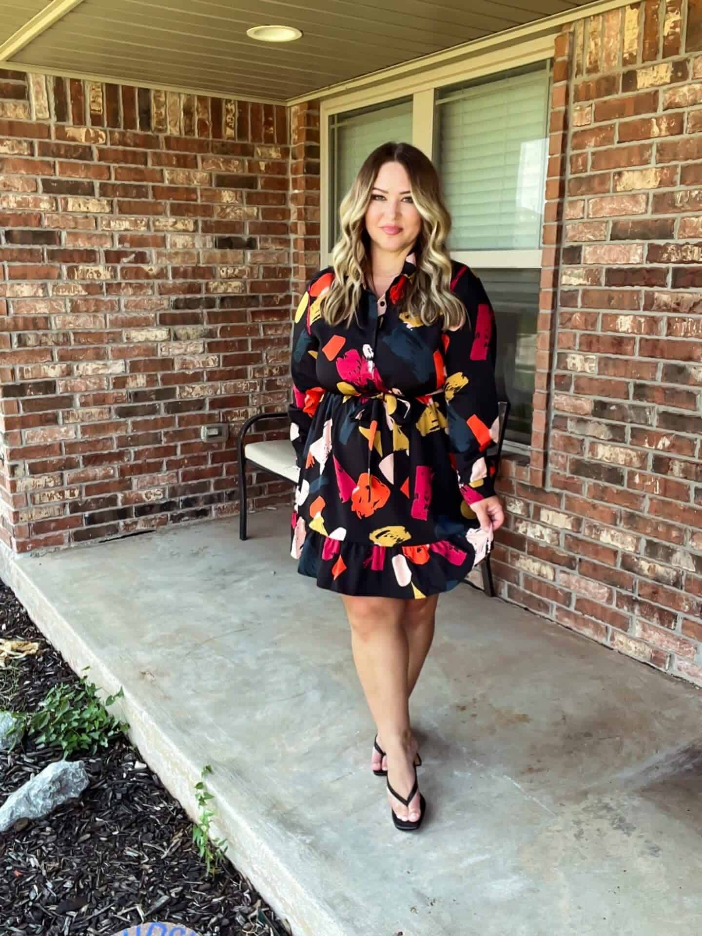 16 – Pairing A Black Floral Dress With Matching Heels