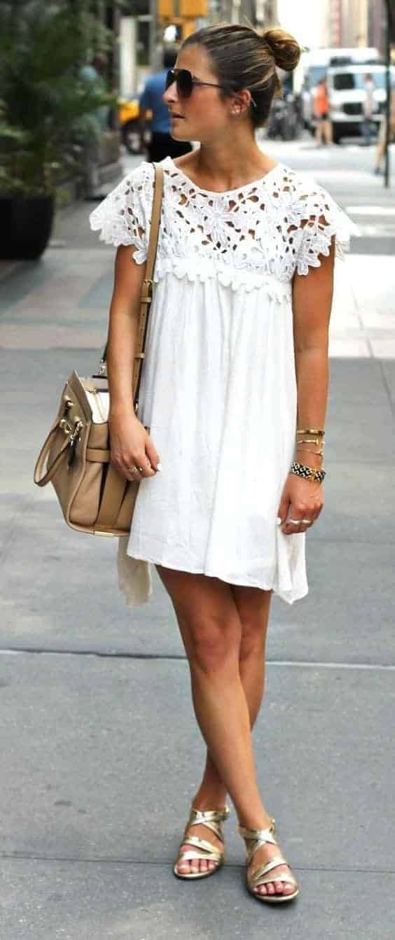 ↓ 21 – Summer White Dress with Lace