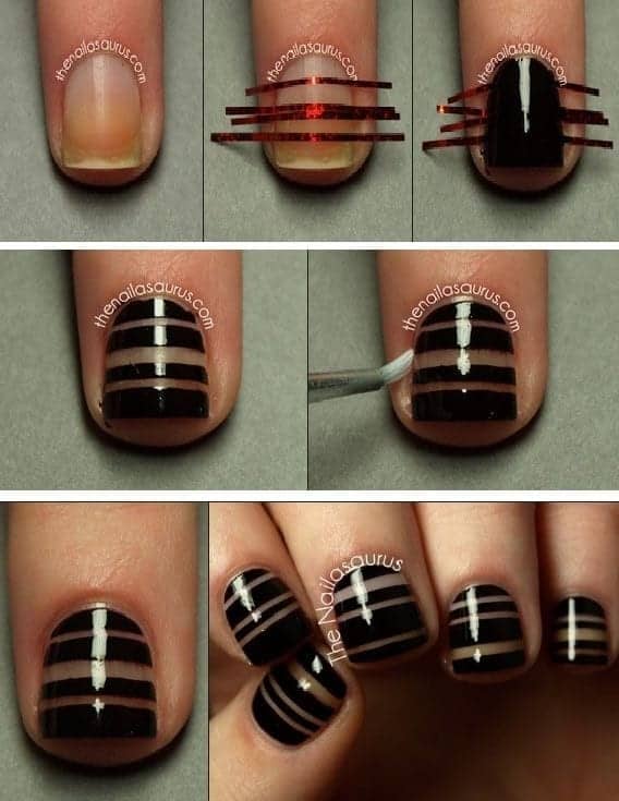 White Nail Art Tutorial With Tape