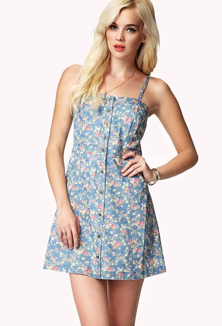 21 – Floral Buttoned Dress For Spring Season