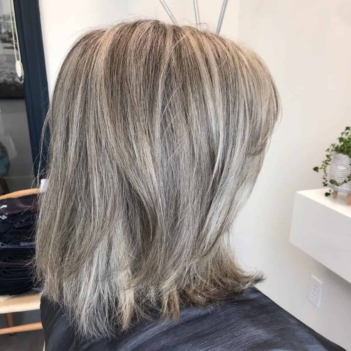 7 – Layered Salt and Pepper Long Bob