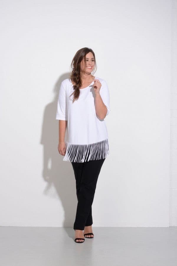 #47. Statement White Fringed Shirt