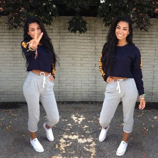 1 – Crop Top With Sweat Pants And Sneakers