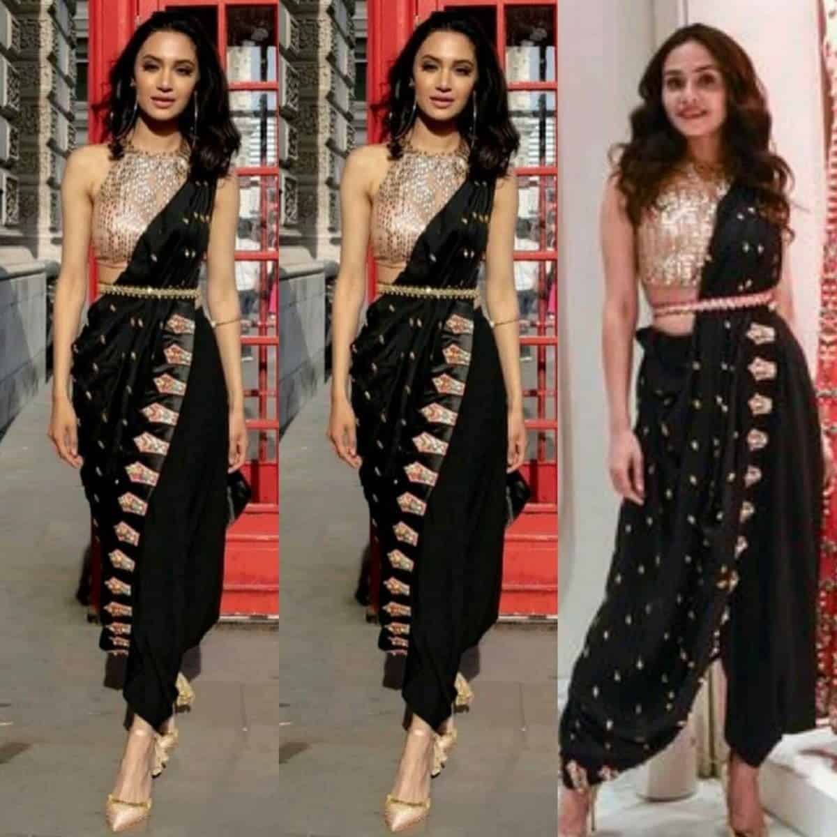 Black Dhoti Style Saree Design