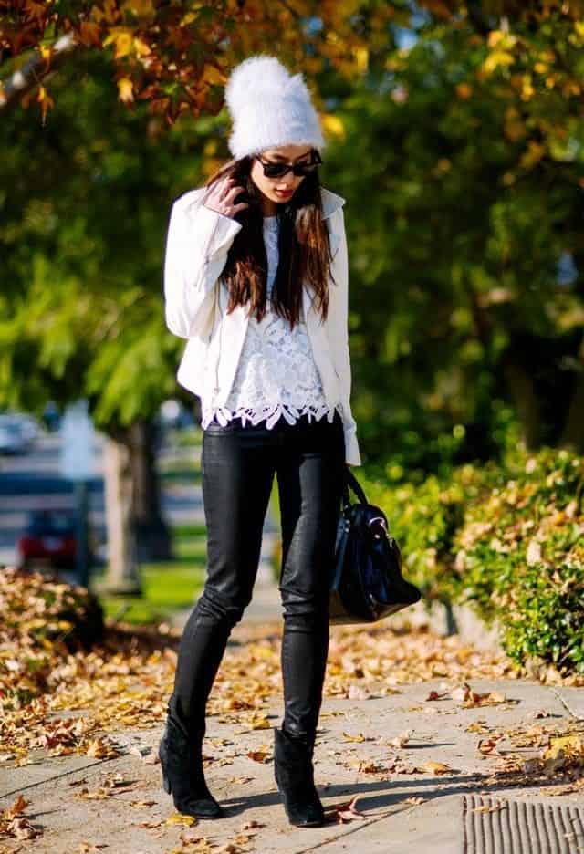 7 -Winte And Black Lace Top Outfit