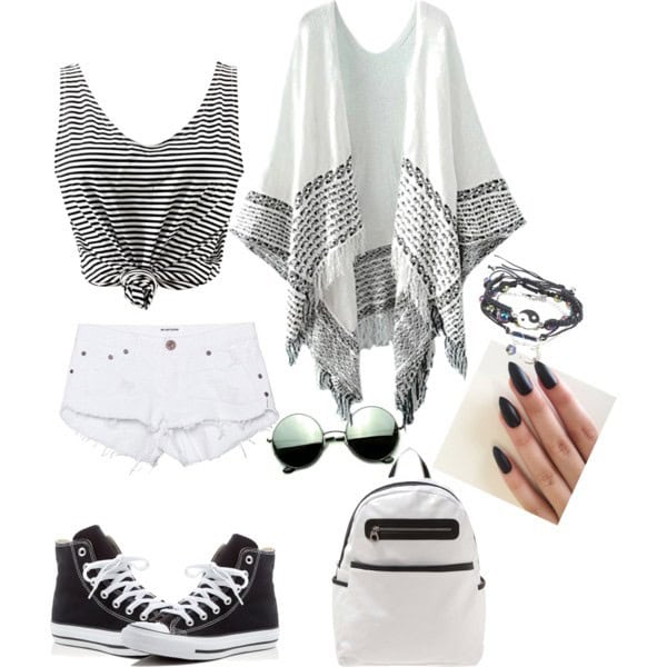 13 – With White Shorts, A Striped Croptop And Converse