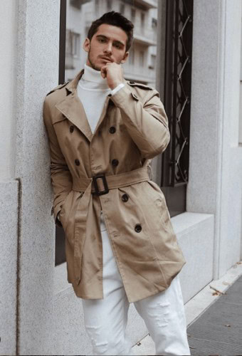 ↓ 35. With a Trench coat and a Turtleneck