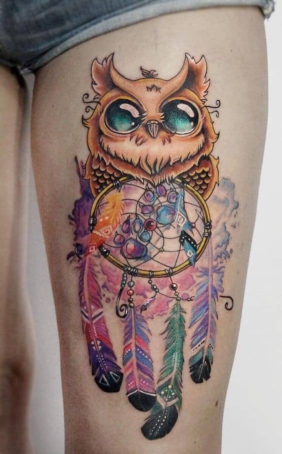 ↓ 2 – Owl And Dream Catcher Tattoo