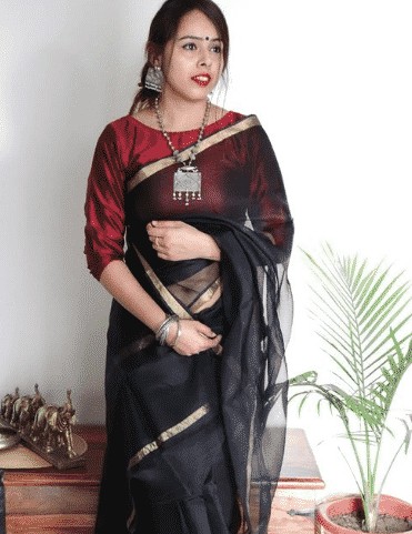 7 – Black Kota Katan Silk Saree