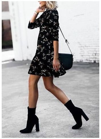 54 – Sock Boots With Black Mini Dress