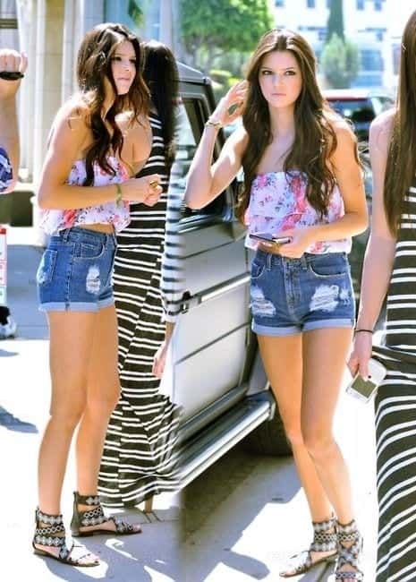 12 – Denim Shorts With Floral Strapless Top