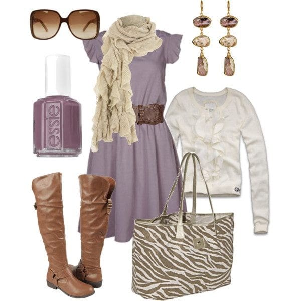 37 – Purple Dress With Long Brown Boots