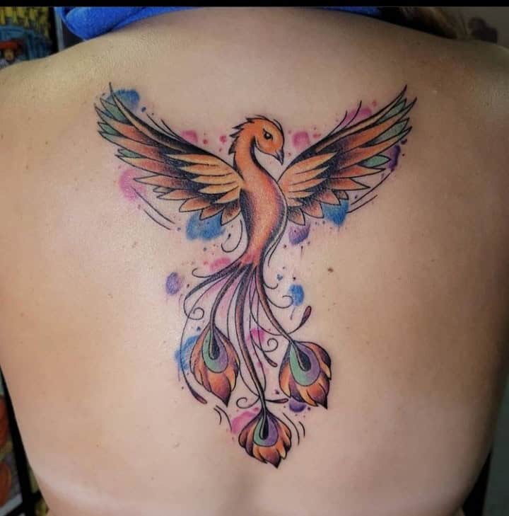 18 – Colourful Phoenix On Your Back