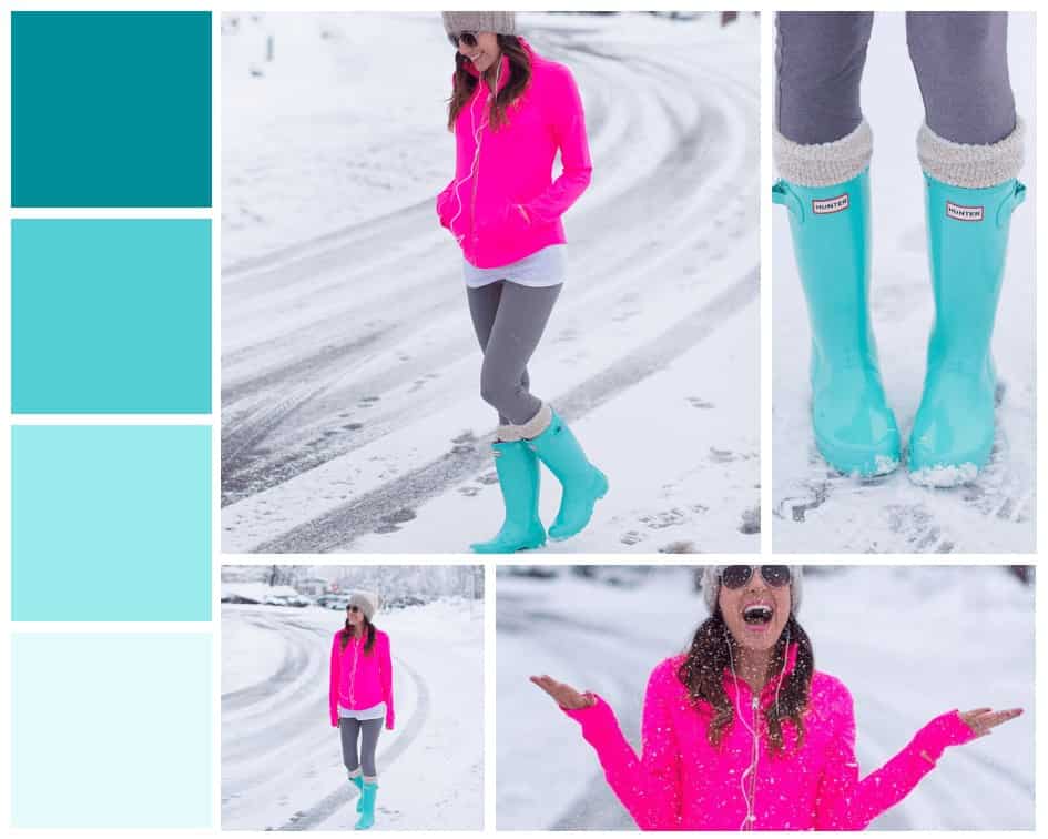 ↓ 9 – With Blue Hunter Boots for a Funky Look