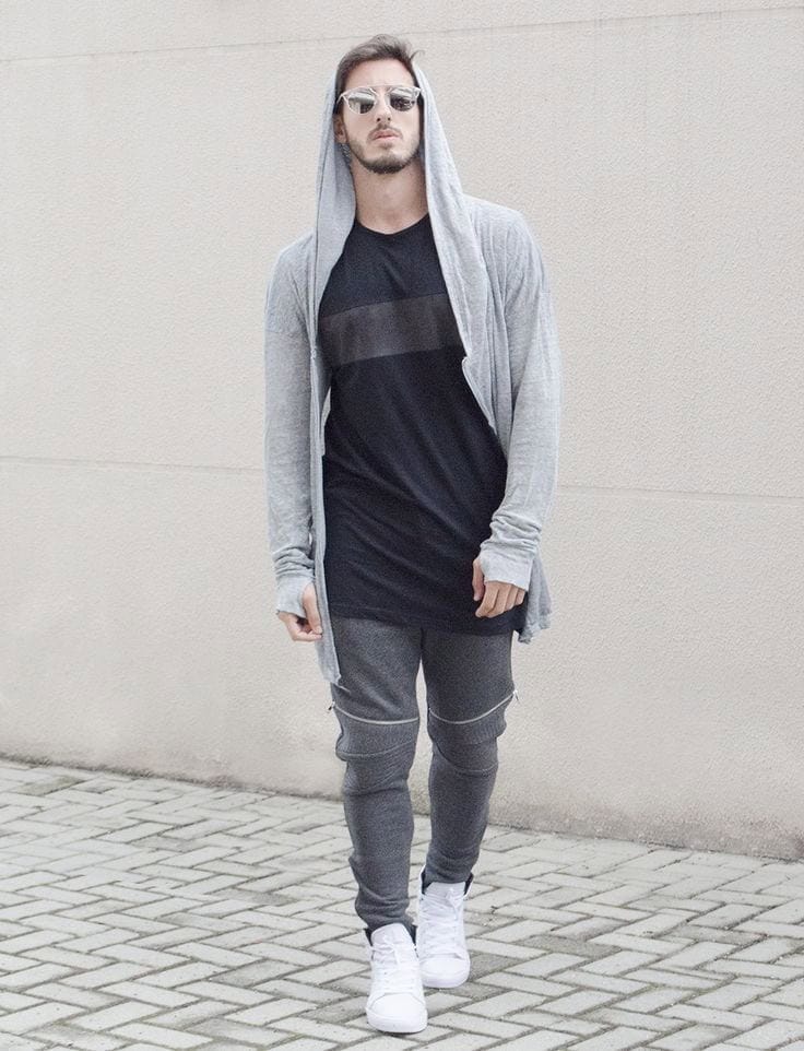 ↓ 15 – With White Sneakers And A Hoodie