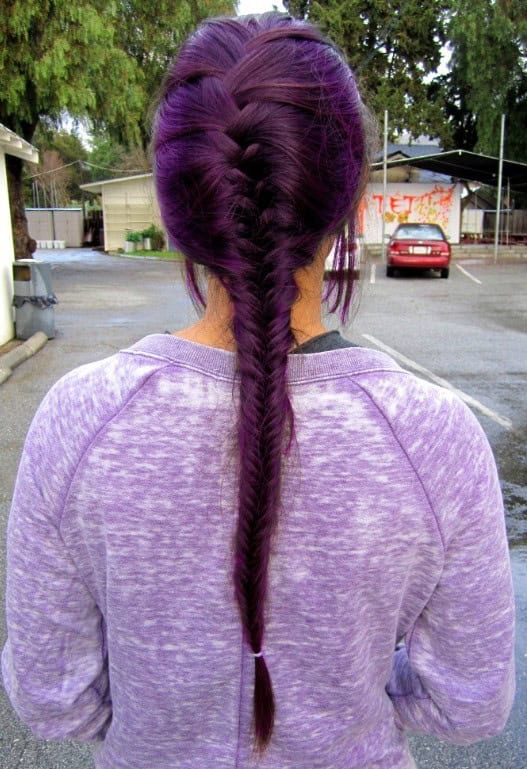 Some More Gorgeous Purple HairStylesPurple Fishtail Braid