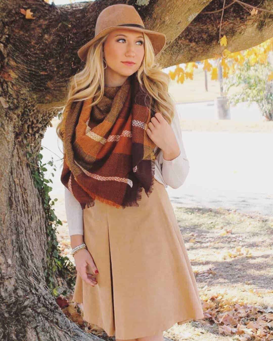 33 – Khaki Dresses Call For Plaid Scarves!