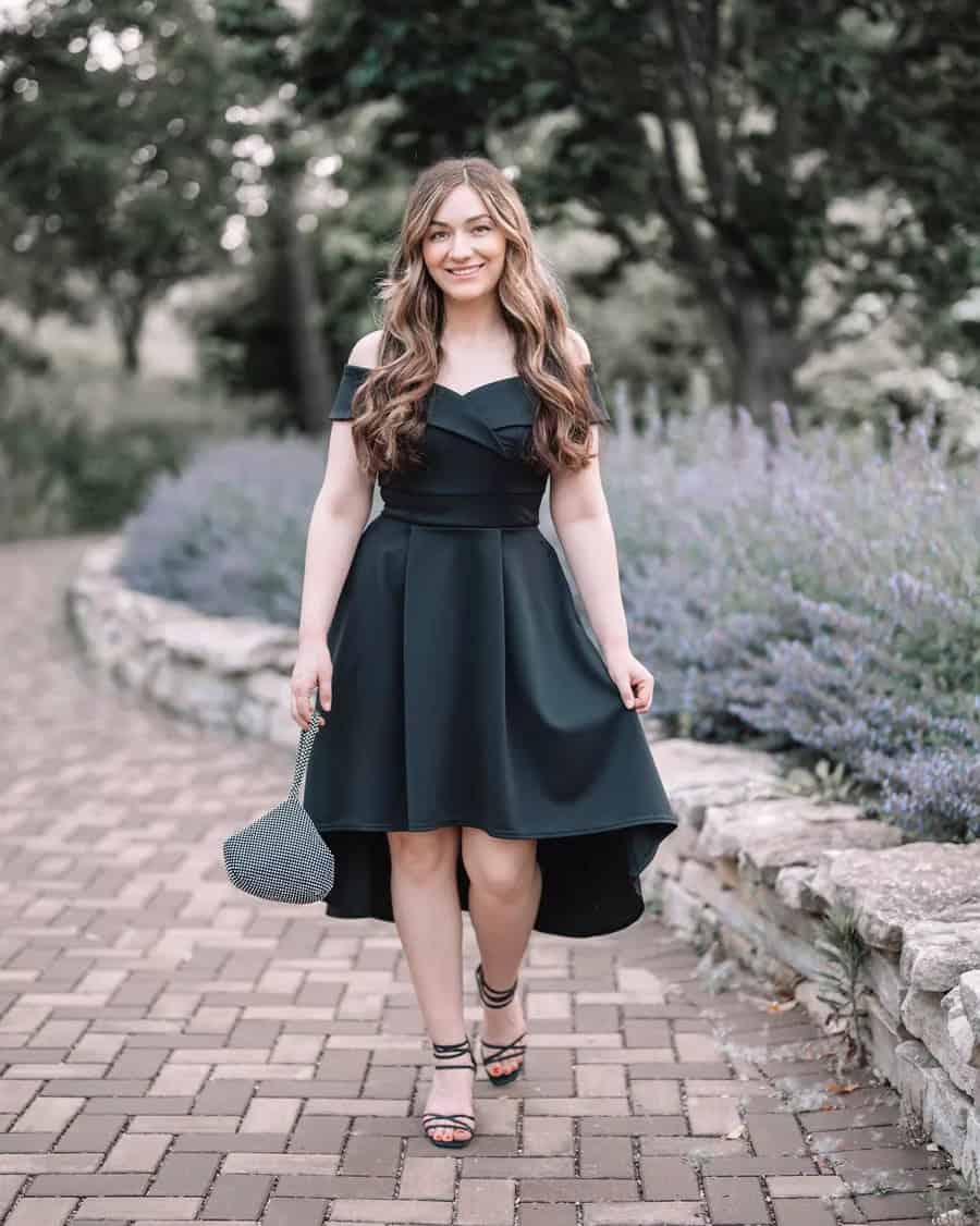 16 – Black A-line Dress With Matching Heels