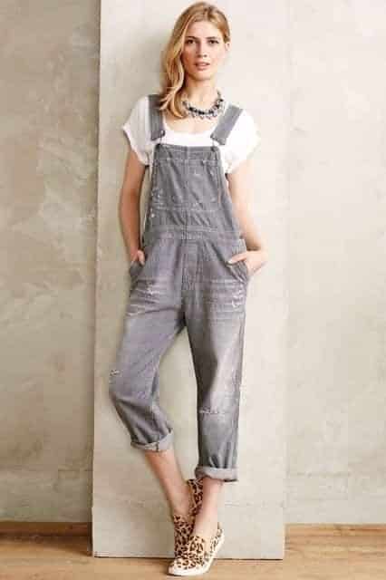 5 – Grey Overalls With Cheetah Print Shoes