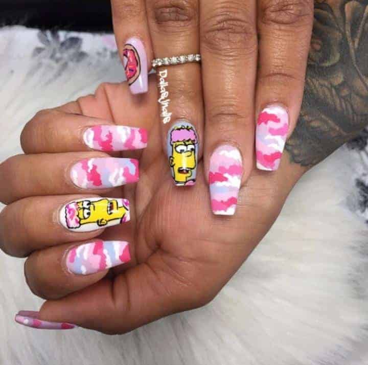 ↓ 27. Simpsons Inspired Nails