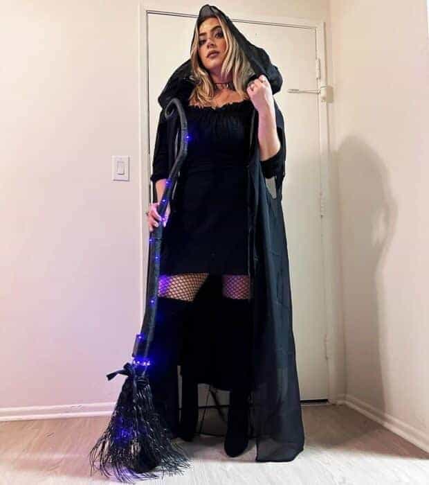 13 – All Black Witch Outfit with Different Materials Overlapping