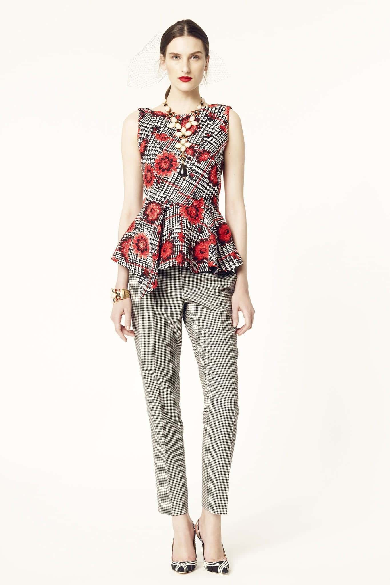 ↓ 15. Printed Peplum Top with Ankle Pants