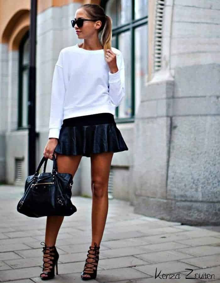 #12 – Zara’s Black Leather Heels with Skirt