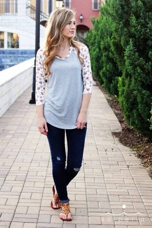 8 – Floral Baseball Tee