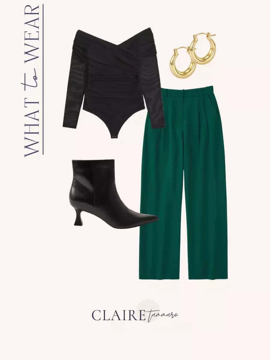 10 – Pair Your Pleated Pants with a Fitted Top and Gold Jewelry for a Sleek Look