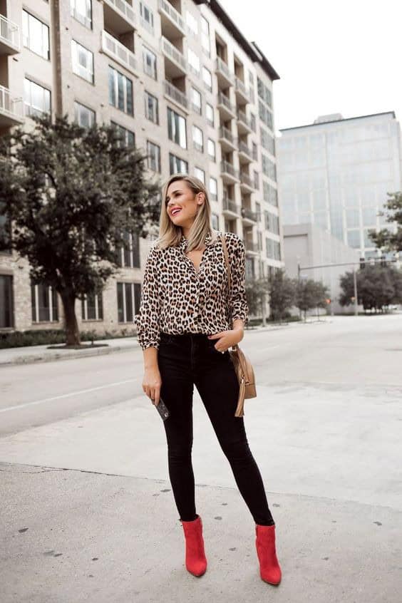 3 – Dilute an Outfit with Black Pants with Animal Print