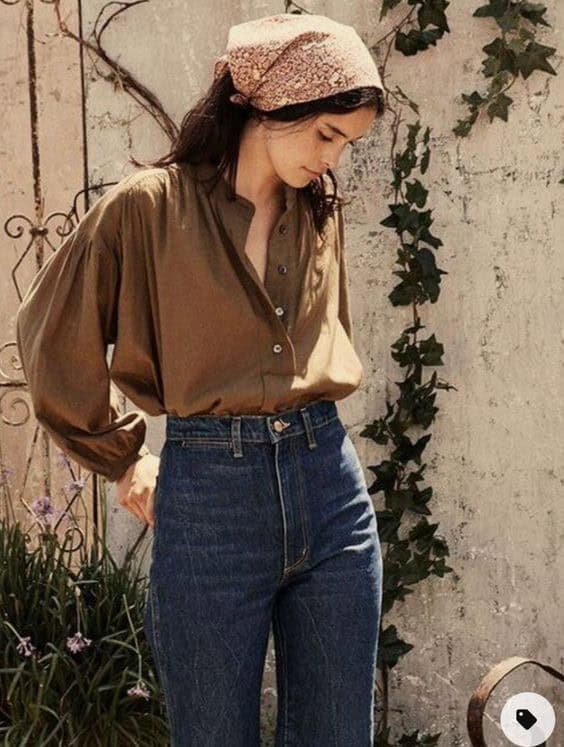 13 – Pair a Dark Brown Silk Blouse with Some Jeans