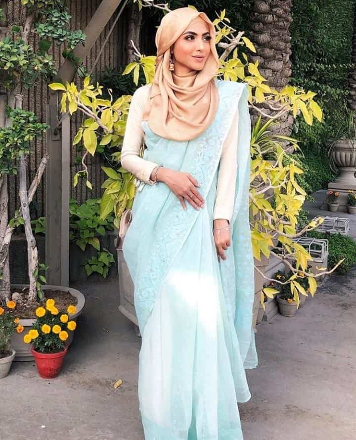 ↓ 9. Hijab On Wedding Saree