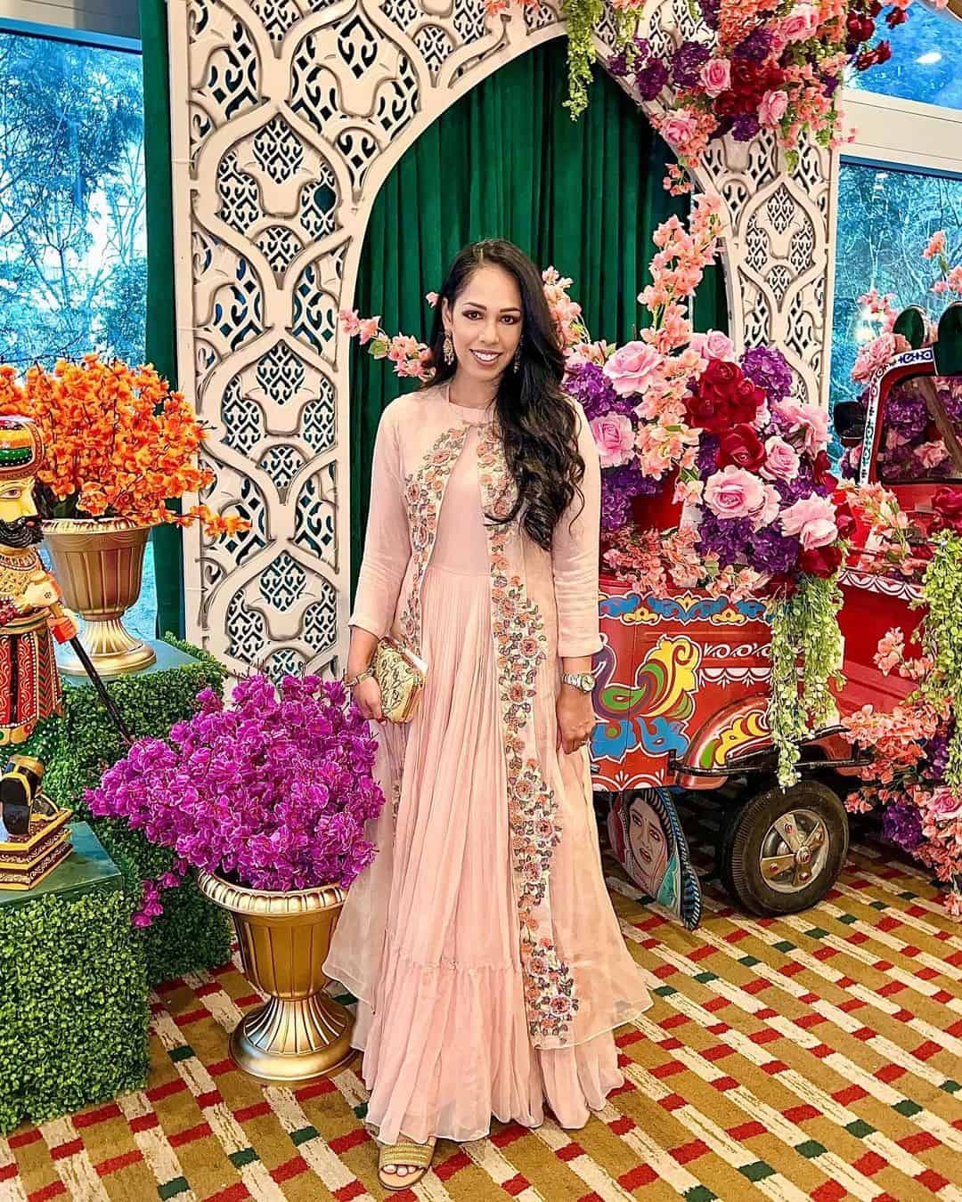 Pastel Gown with Traditional Chandbali