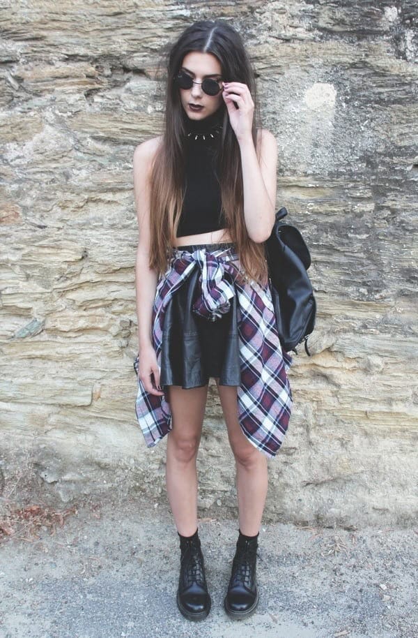 #14. High Neck Cropped Top with Flannel for Fall